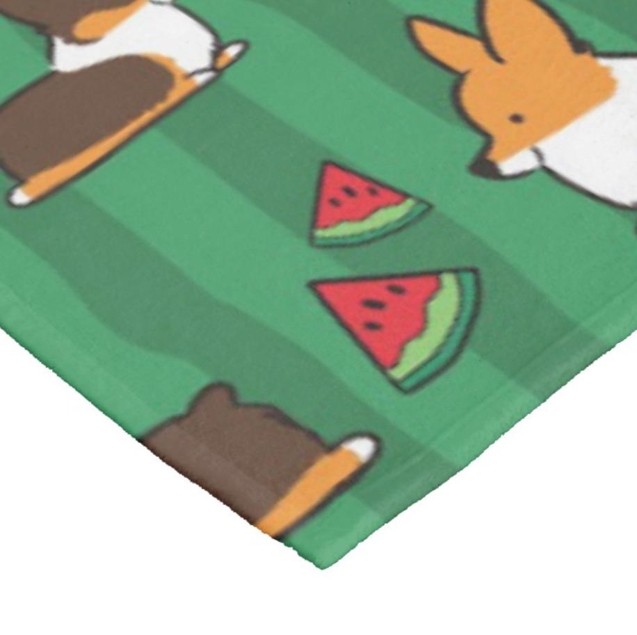 Tricolor Watermelon Corgi Fleece Blanket | 3 Sizes