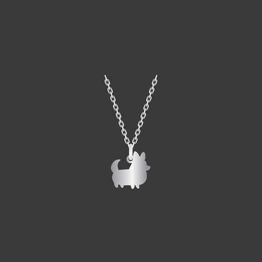 PREORDER: Corgi Things Necklace | Corgi With Tail | Sterling Silver