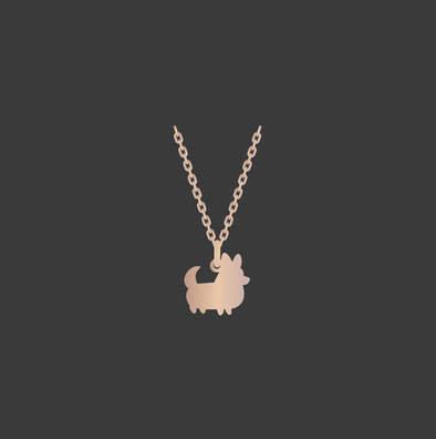 PREORDER: Corgi Things Necklace | Corgi With Tail | Rose GoldFilled