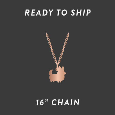 READY TO SHIP: Corgi Things Necklace | Corgi With Tail | Rose GoldFilled 16" Chain