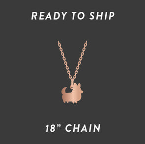 READY TO SHIP: Corgi Things Necklace | Corgi With Tail | Rose GoldFilled 18" Chain