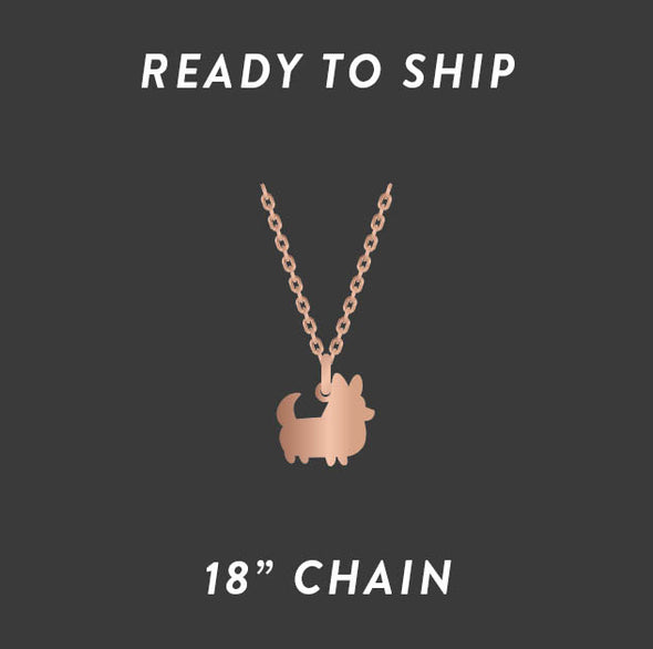 READY TO SHIP: Corgi Things Necklace | Corgi With Tail | Rose GoldFilled 18" Chain