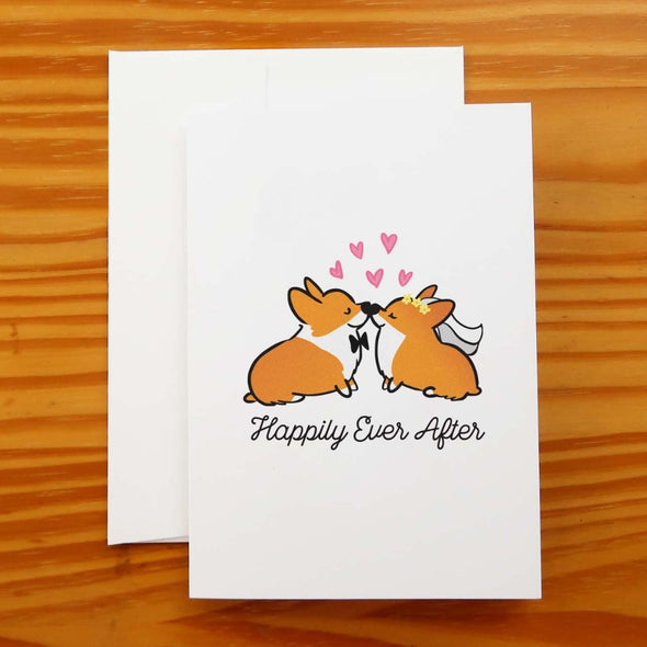 "Happily Ever After" Corgi Wedding Greeting Card