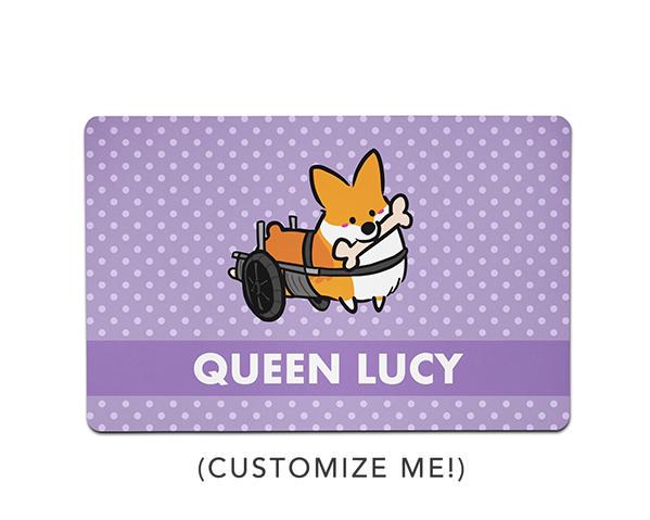 Custom Corgi on Wheels Fabric Pet Placemat | 12" x 18"