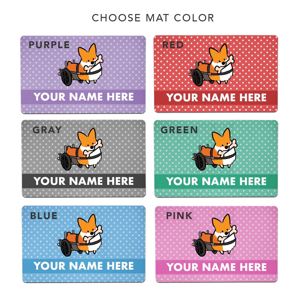 Custom Corgi on Wheels Fabric Pet Placemat | 12" x 18"