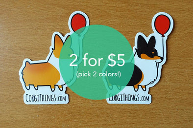 PICK 2 FOR 5 USD | Corgi Stickers | Vinyl Stickers | Tri-color Corgi