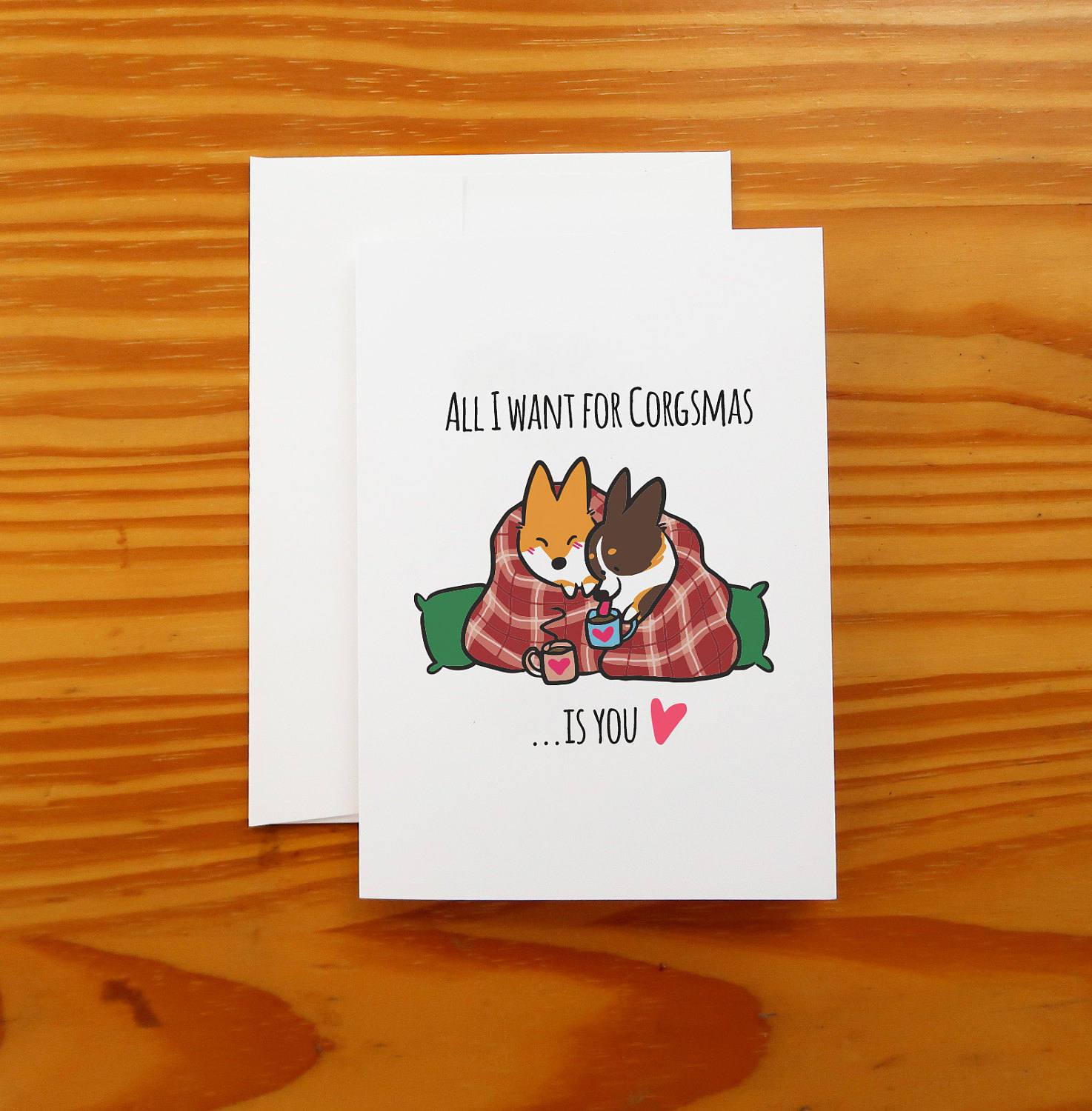 Corgi Christmas Snuggle Greeting Card