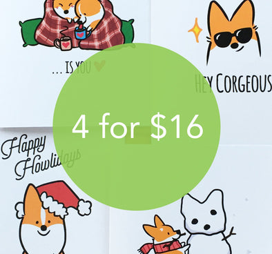 Pick ANY 4 Cards for $16 | 5x7" Cards w/Envelopes | Handmade