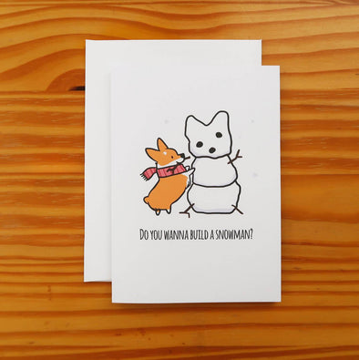 Corgi Snowman Greeting Card