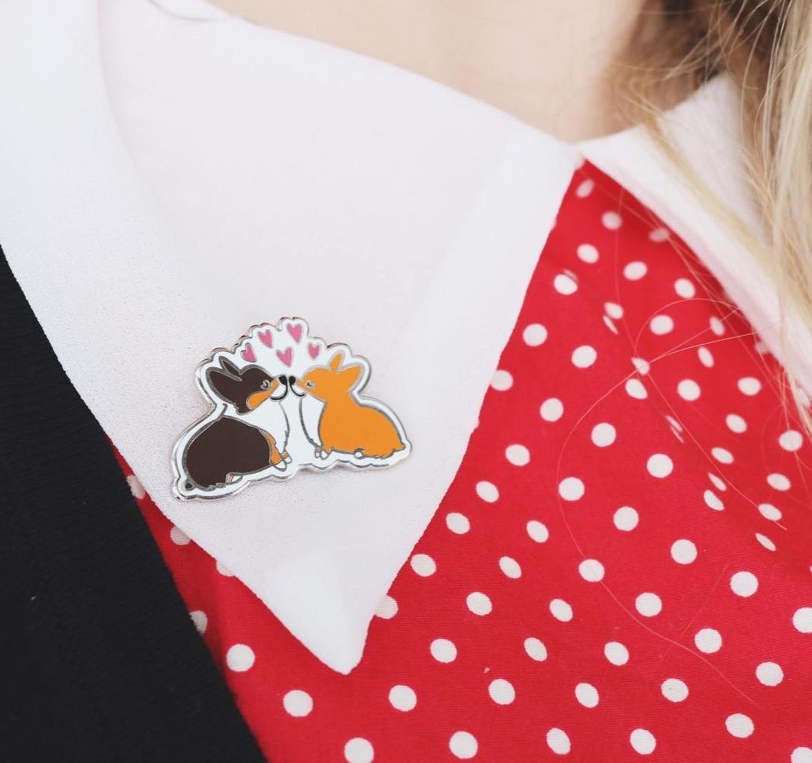 Corgi Kisses Enamel Pin | Corgimoji Collectible Series