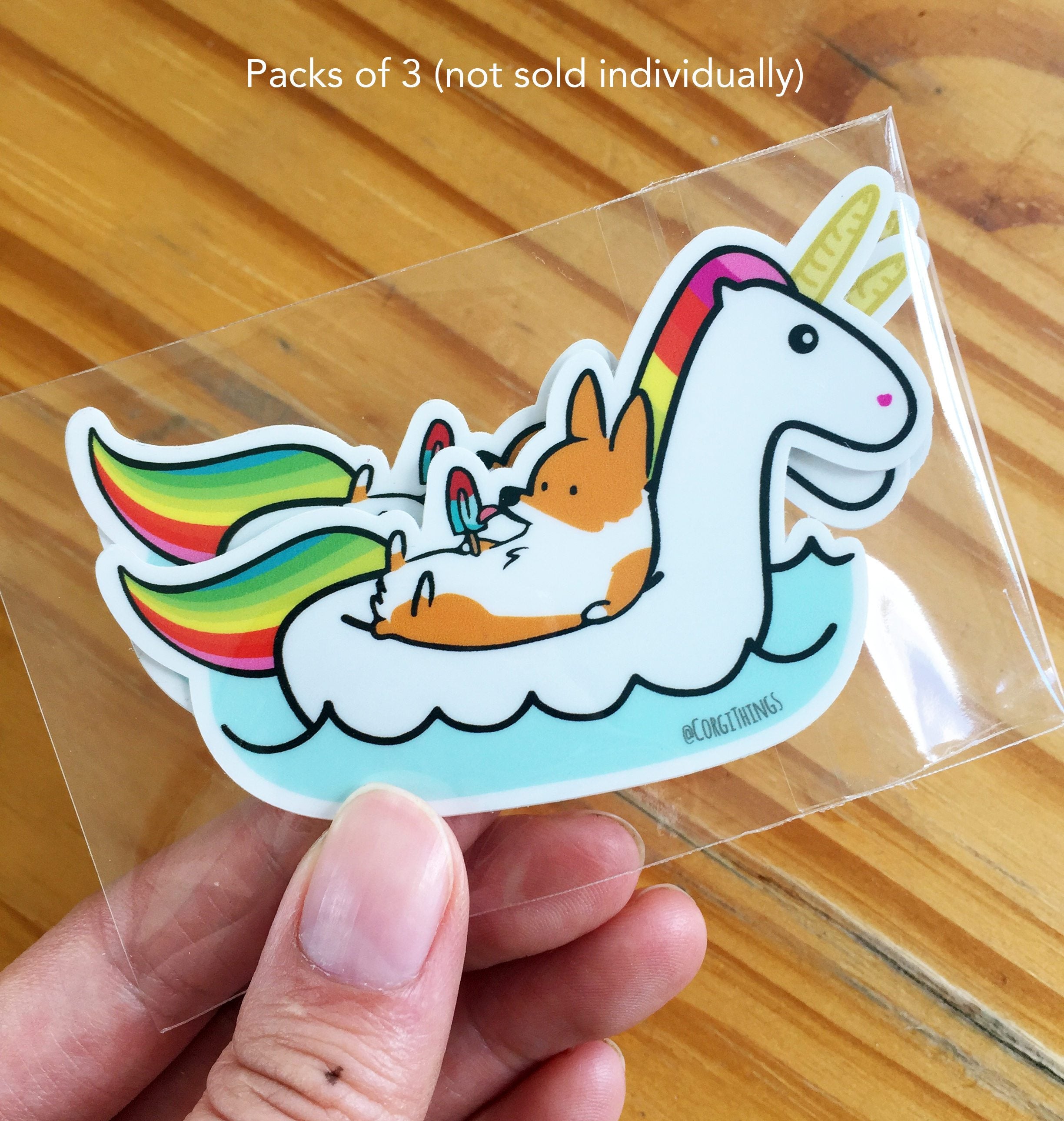 Summertime Loafin' Corgi Vinyl Stickers (Pack of 3)