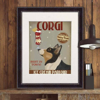 Corgi Ice Cream Parlor Art Print