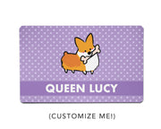 Custom Corgi Bone Fabric Placemat | 12x18x0.1" Polyester Fabric & Neoprene Pet Mat | Personalize Color, Corgi, Name | Made to Order