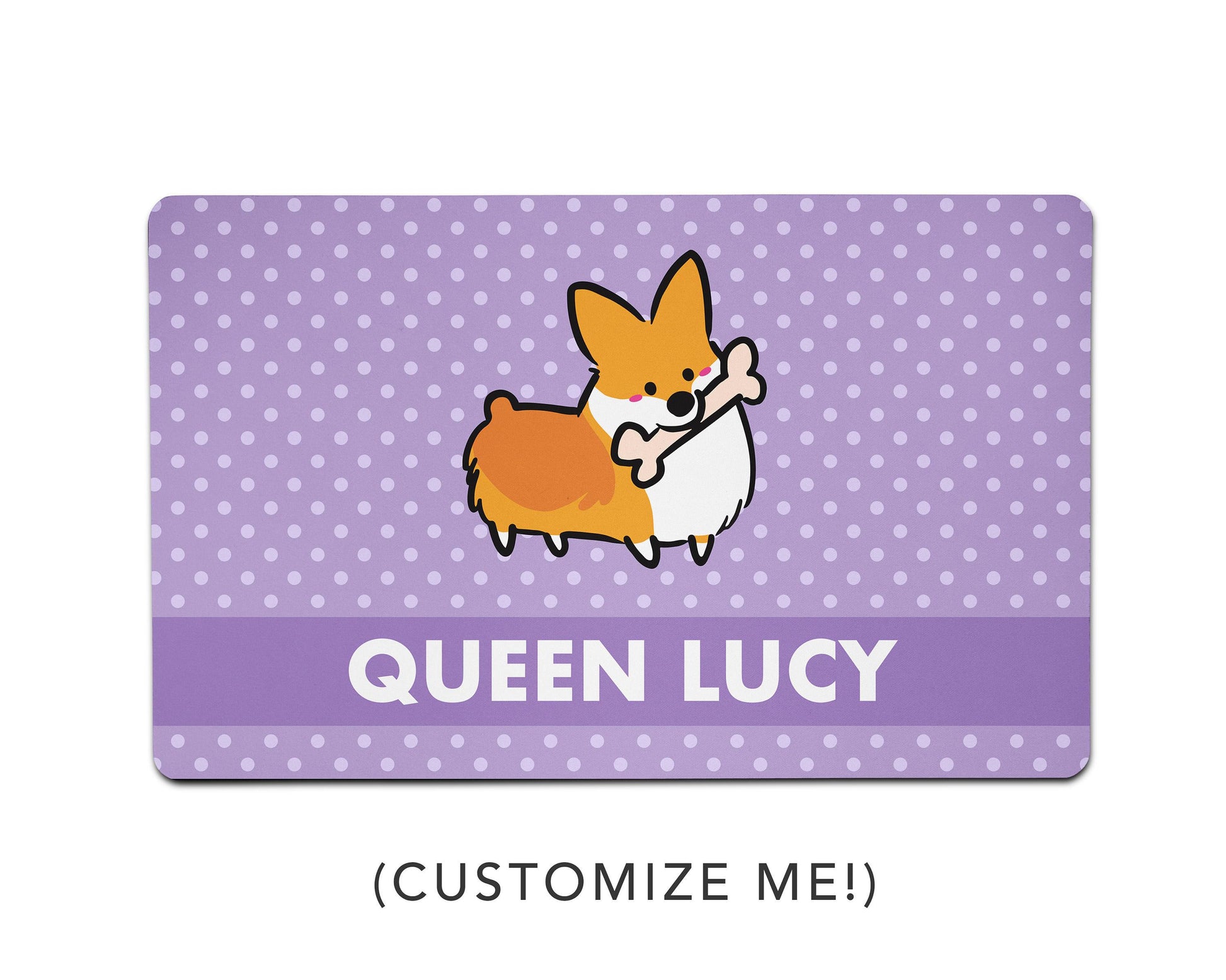 Custom Corgi Bone Fabric Placemat | 12x18x0.1" Polyester Fabric & Neoprene Pet Mat | Personalize Color, Corgi, Name | Made to Order