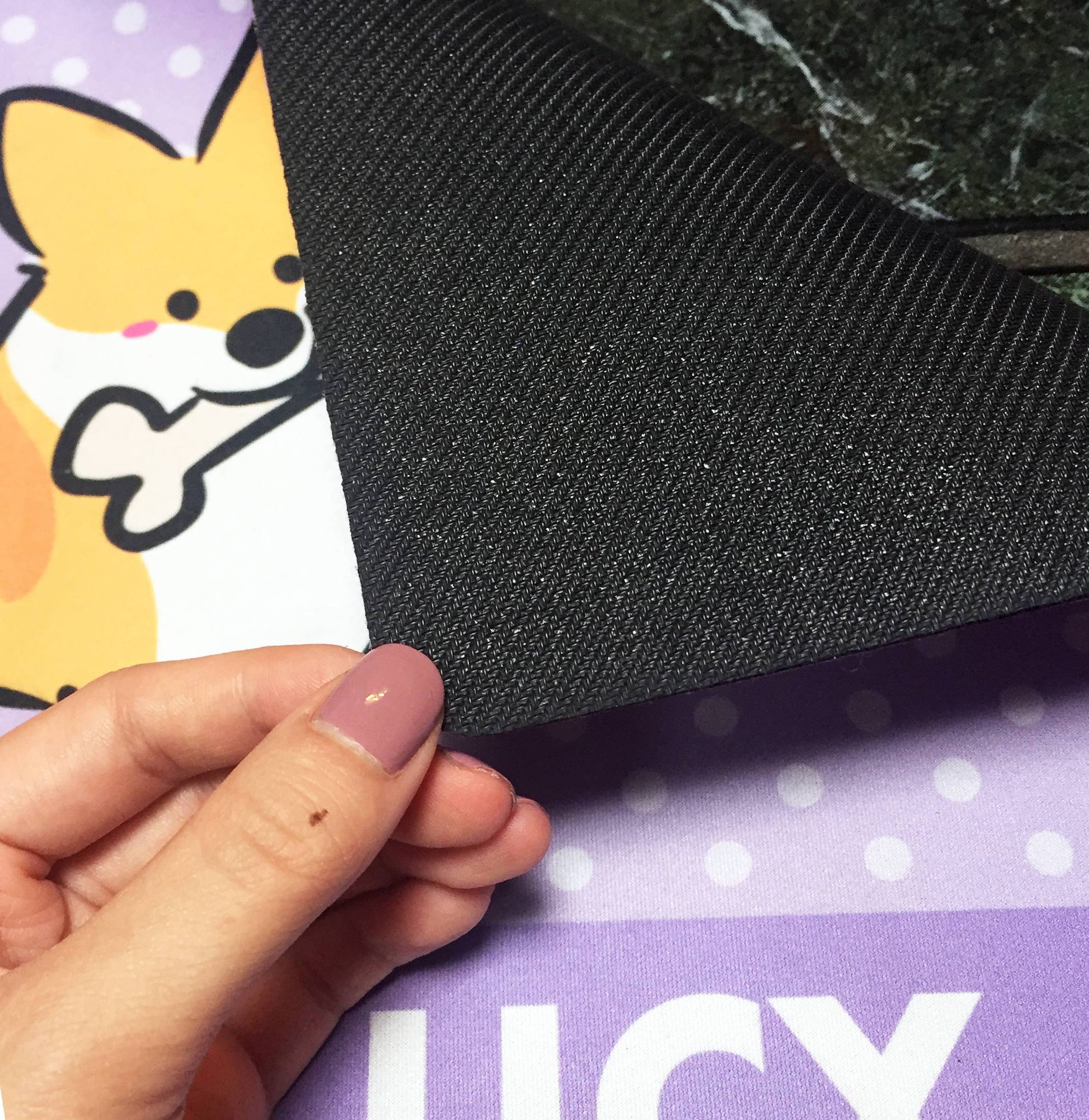 Custom Corgi Bone Fabric Placemat | 12x18x0.1" Polyester Fabric & Neoprene Pet Mat | Personalize Color, Corgi, Name | Made to Order