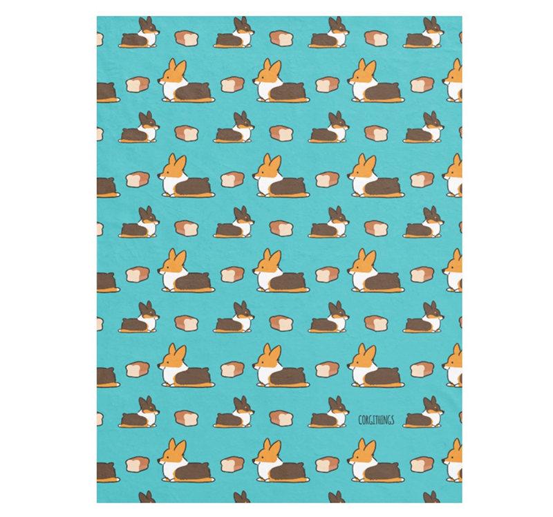 Blue Loaf Tricolor Corgi Fleece Blanket | 3 Sizes