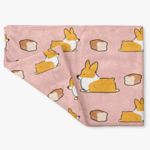 Pink Loaf Corgi Fleece Blanket | 3 Sizes