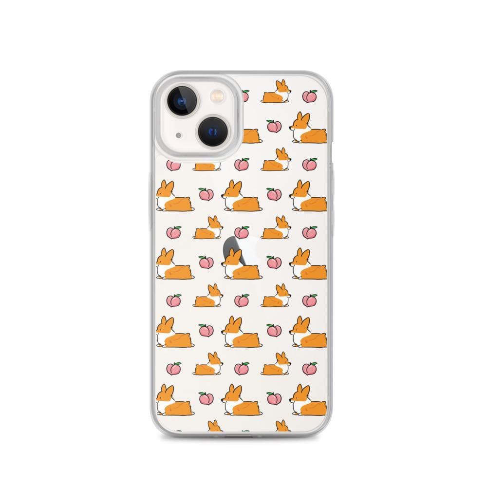 "Peach Sploot" Corgi Clear iPhone Case