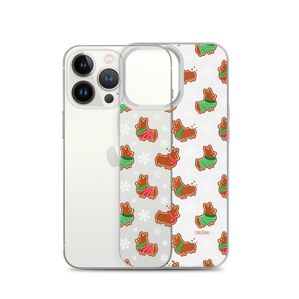 "Gingerbread Corgis" Clear iPhone Case | Holiday Collection