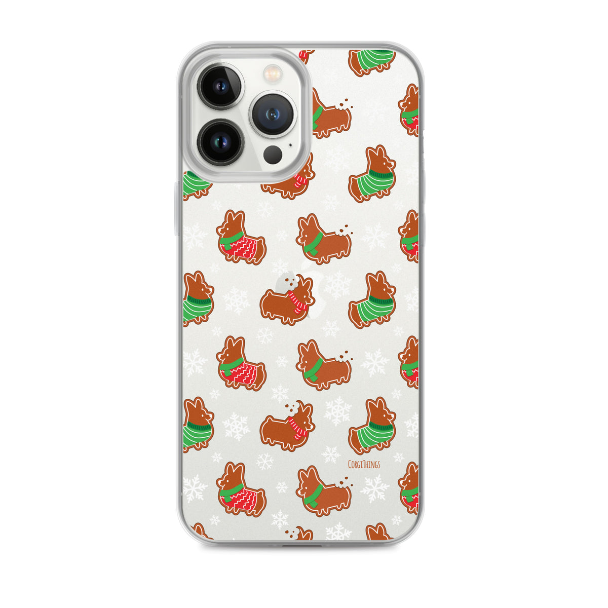 "Gingerbread Corgis" Clear iPhone Case | Holiday Collection