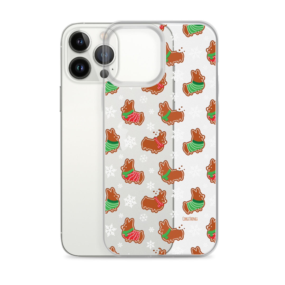"Gingerbread Corgis" Clear iPhone Case | Holiday Collection