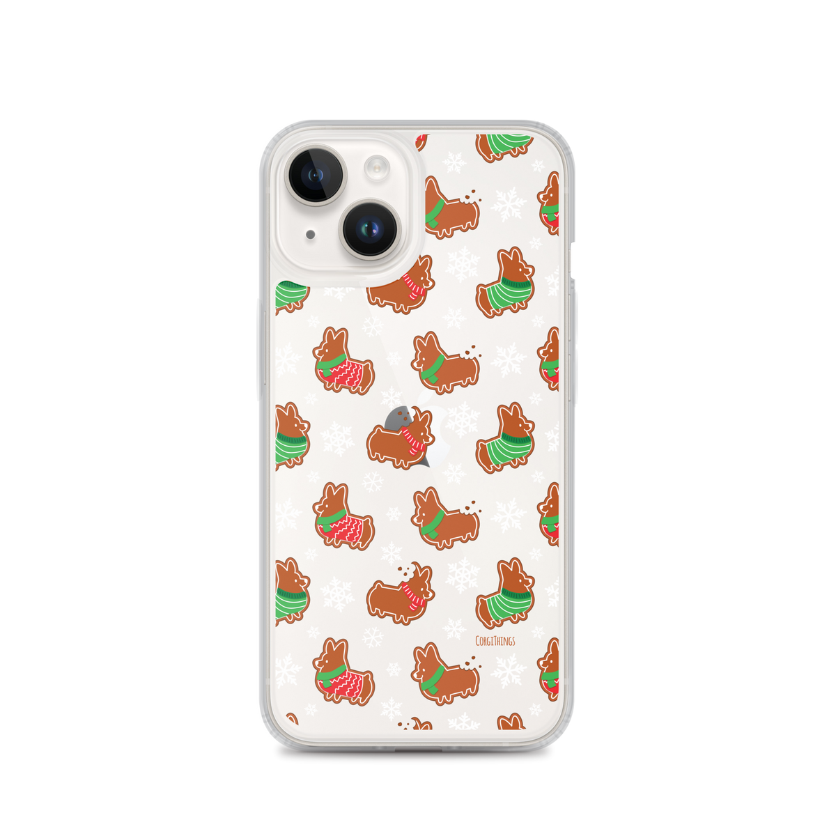"Gingerbread Corgis" Clear iPhone Case | Holiday Collection