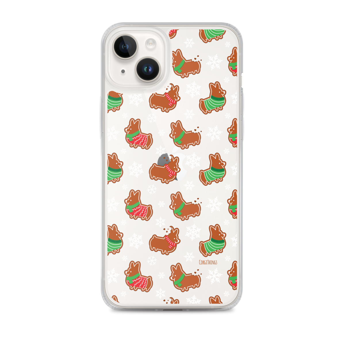 "Gingerbread Corgis" Clear iPhone Case | Holiday Collection