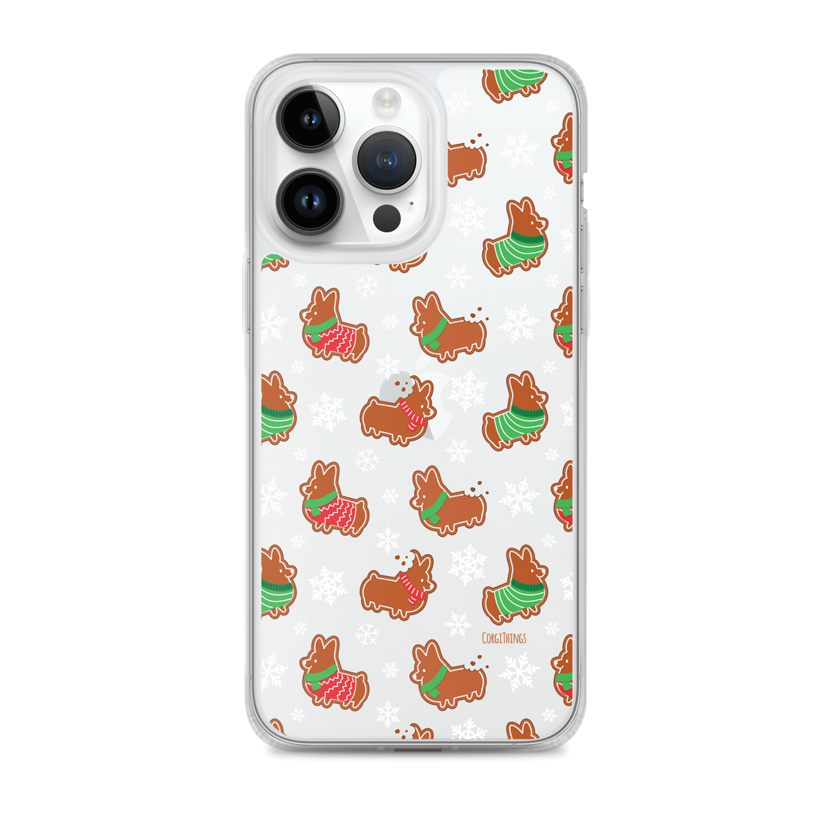 "Gingerbread Corgis" Clear iPhone Case | Holiday Collection