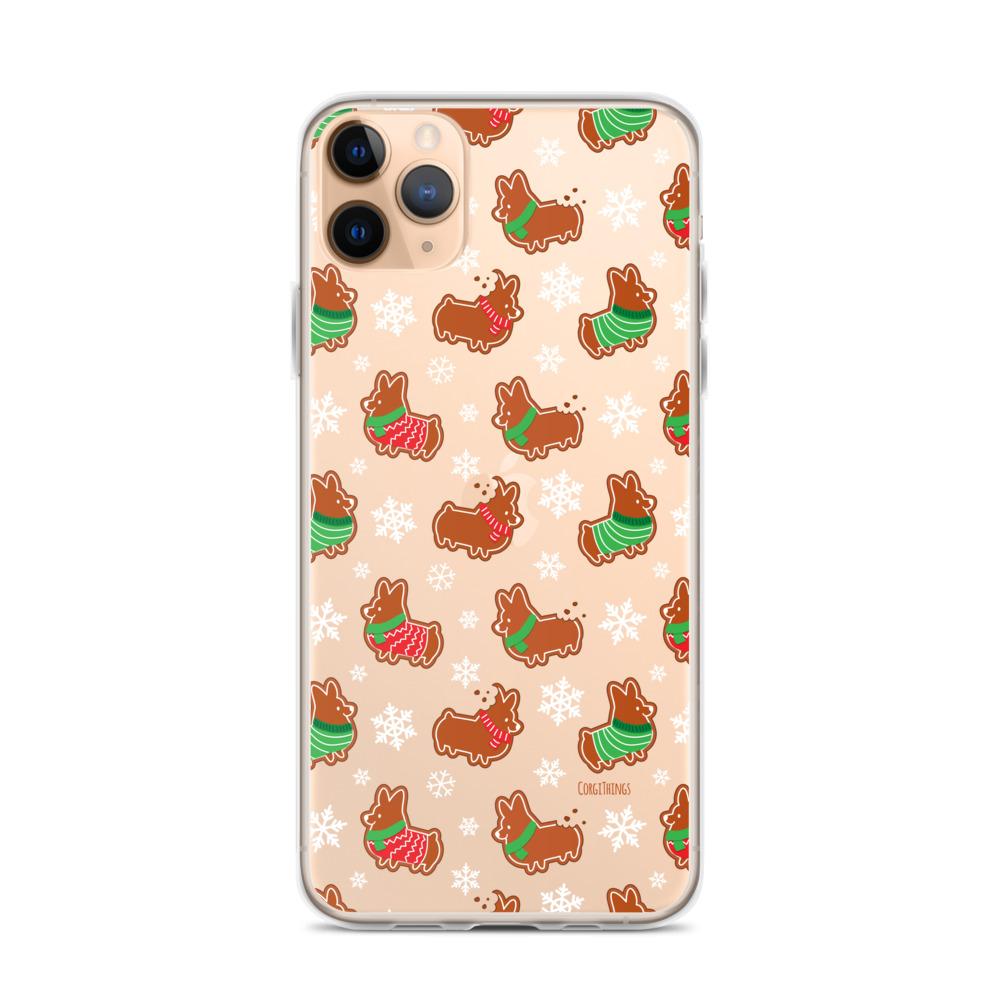 "Gingerbread Corgis" Clear iPhone Case | Holiday Collection