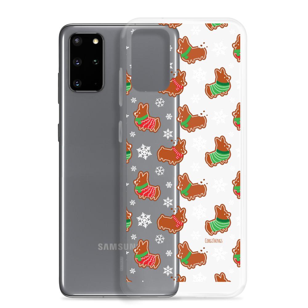 "Gingerbread Corgis" Clear Samsung Phone Case | Holiday Collection