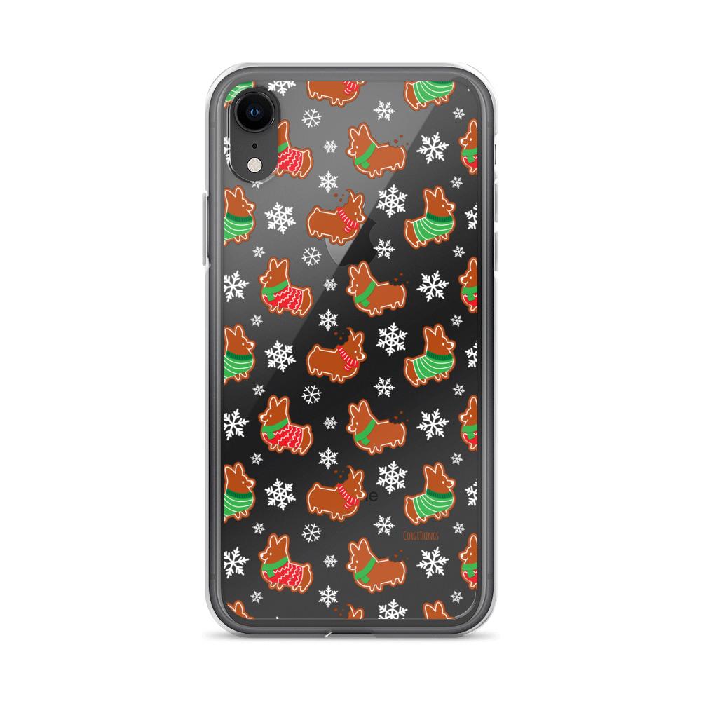 "Gingerbread Corgis" Clear iPhone Case | Holiday Collection