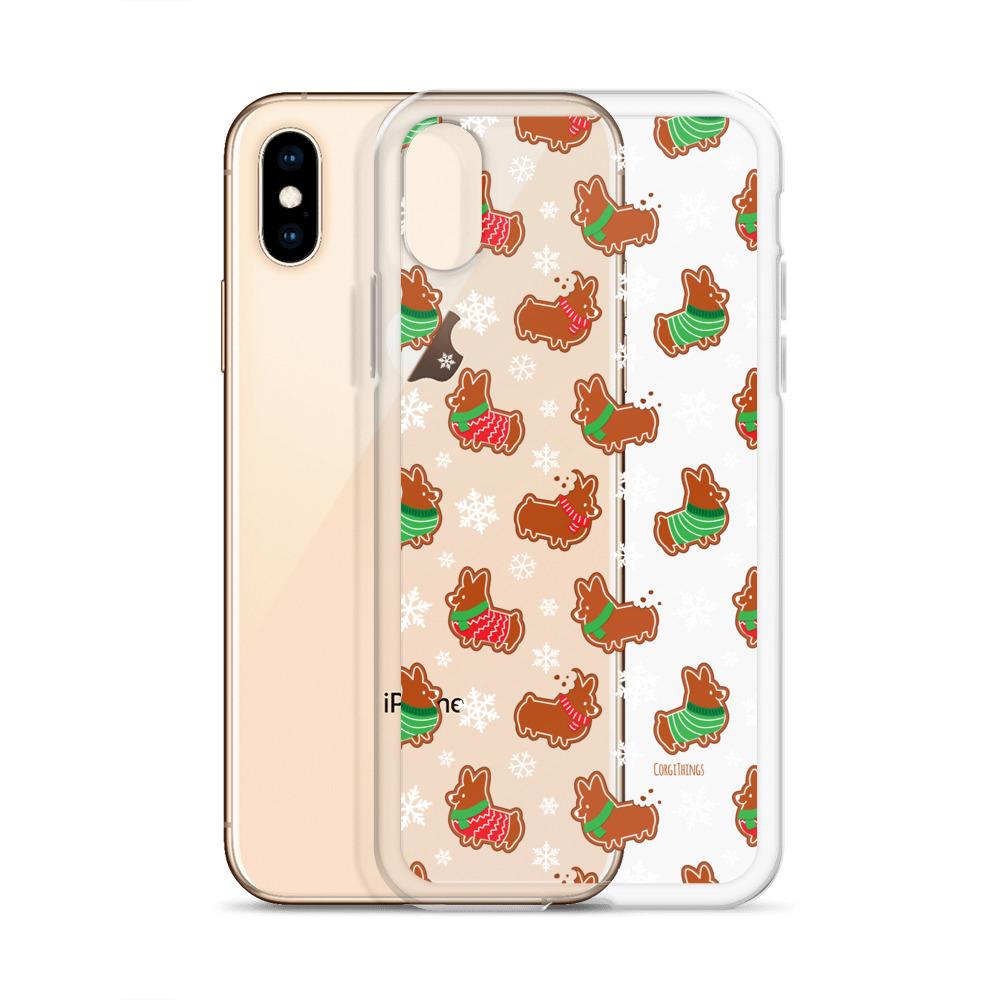 "Gingerbread Corgis" Clear iPhone Case | Holiday Collection