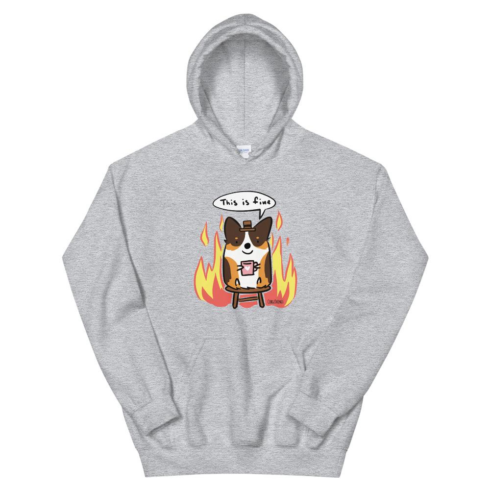 "This is Fine" Corgi Unisex Hoodie