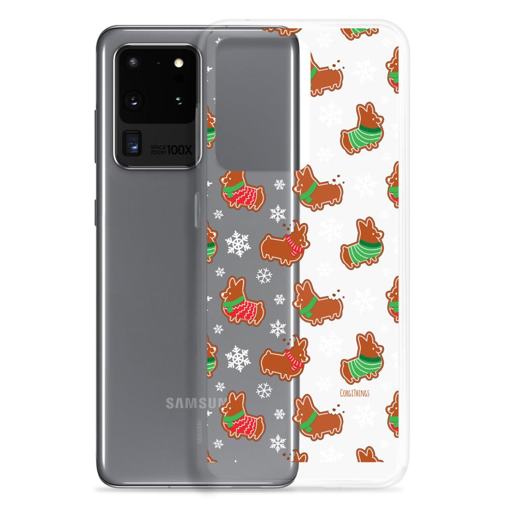 "Gingerbread Corgis" Clear Samsung Phone Case | Holiday Collection