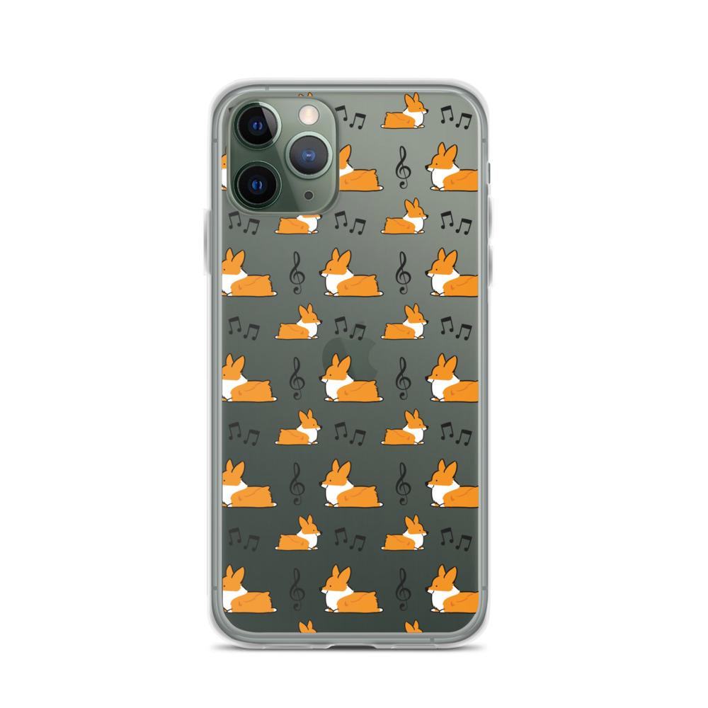 "Music Notes" Corgi Clear iPhone Case
