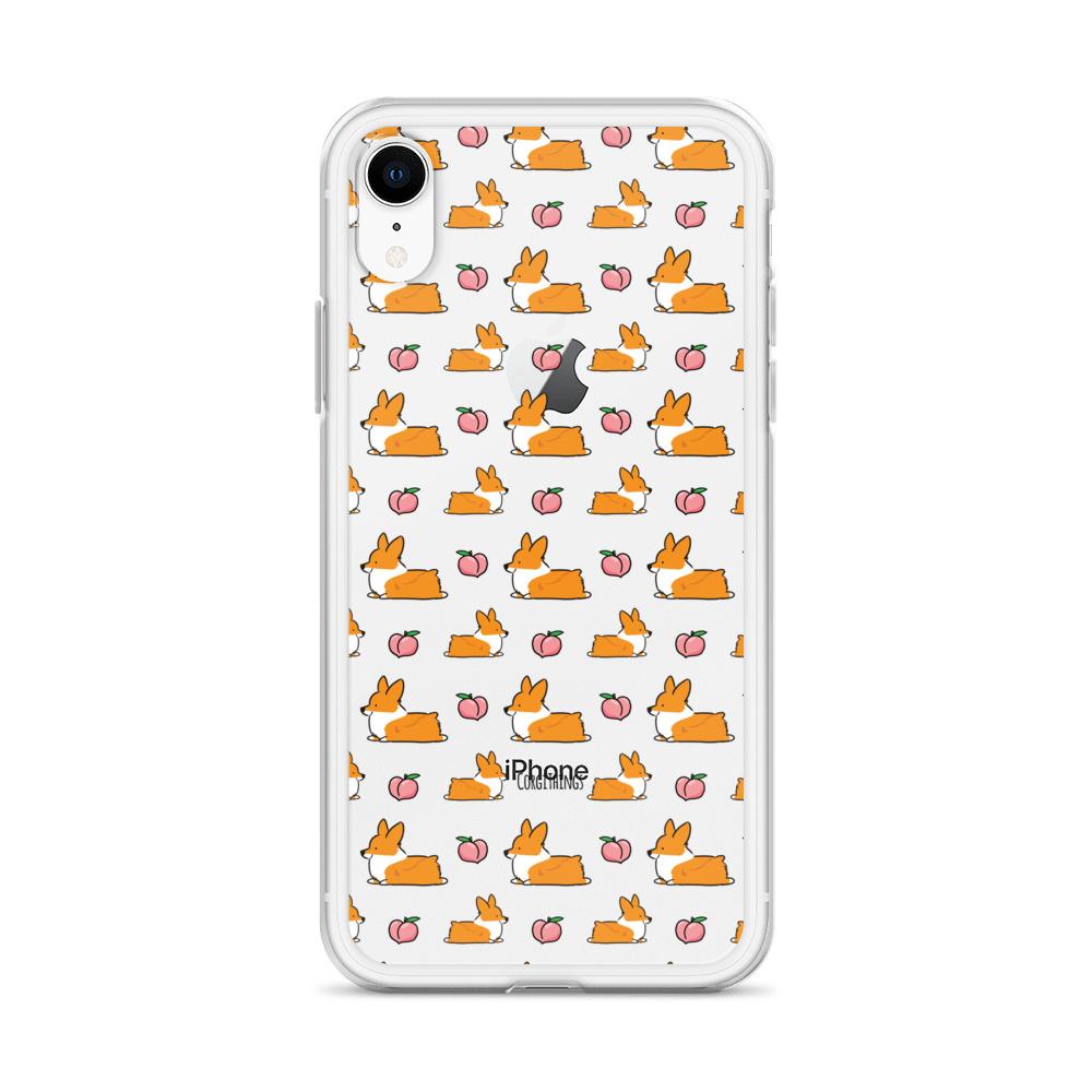"Peach Sploot" Corgi Clear iPhone Case