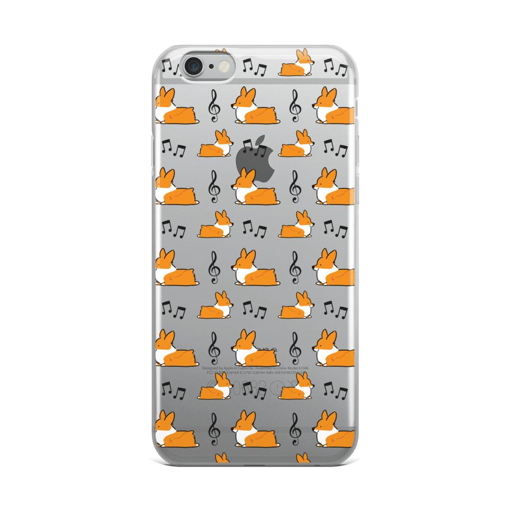 "Music Notes" Corgi Clear iPhone Case