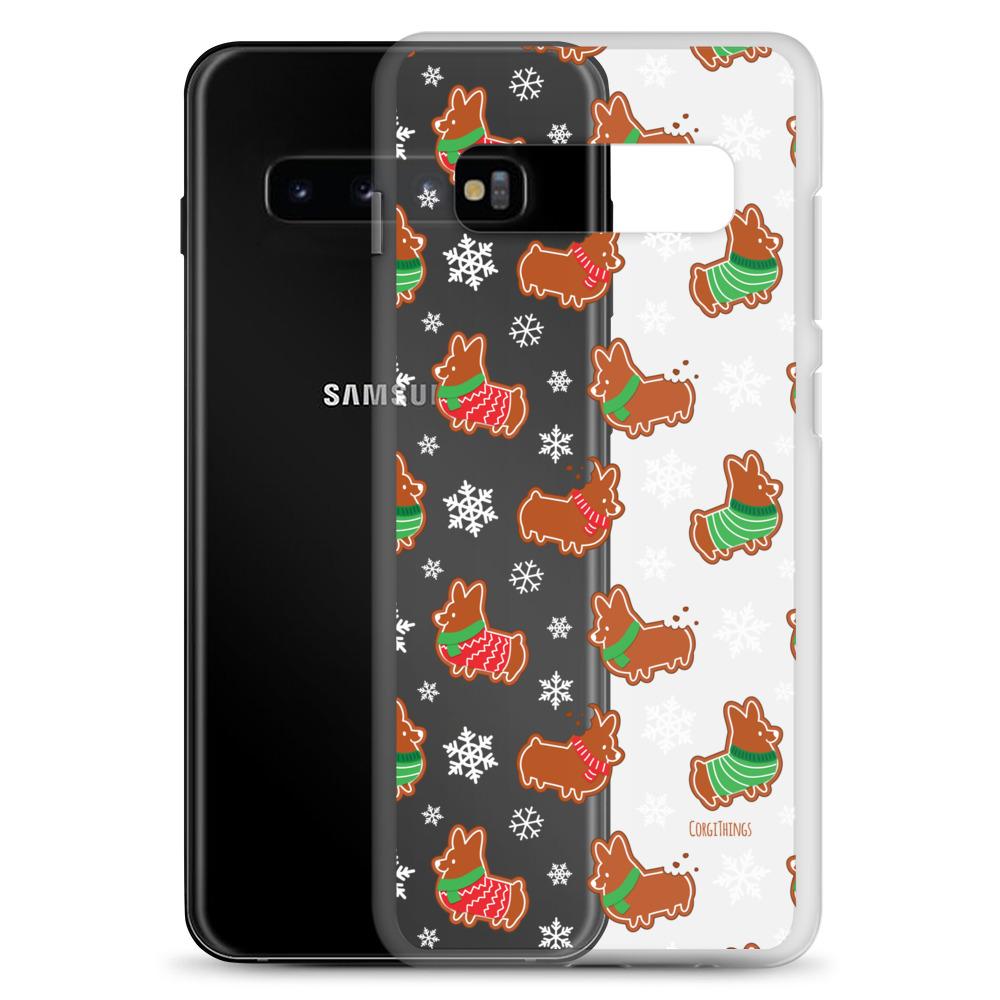 "Gingerbread Corgis" Clear Samsung Phone Case | Holiday Collection