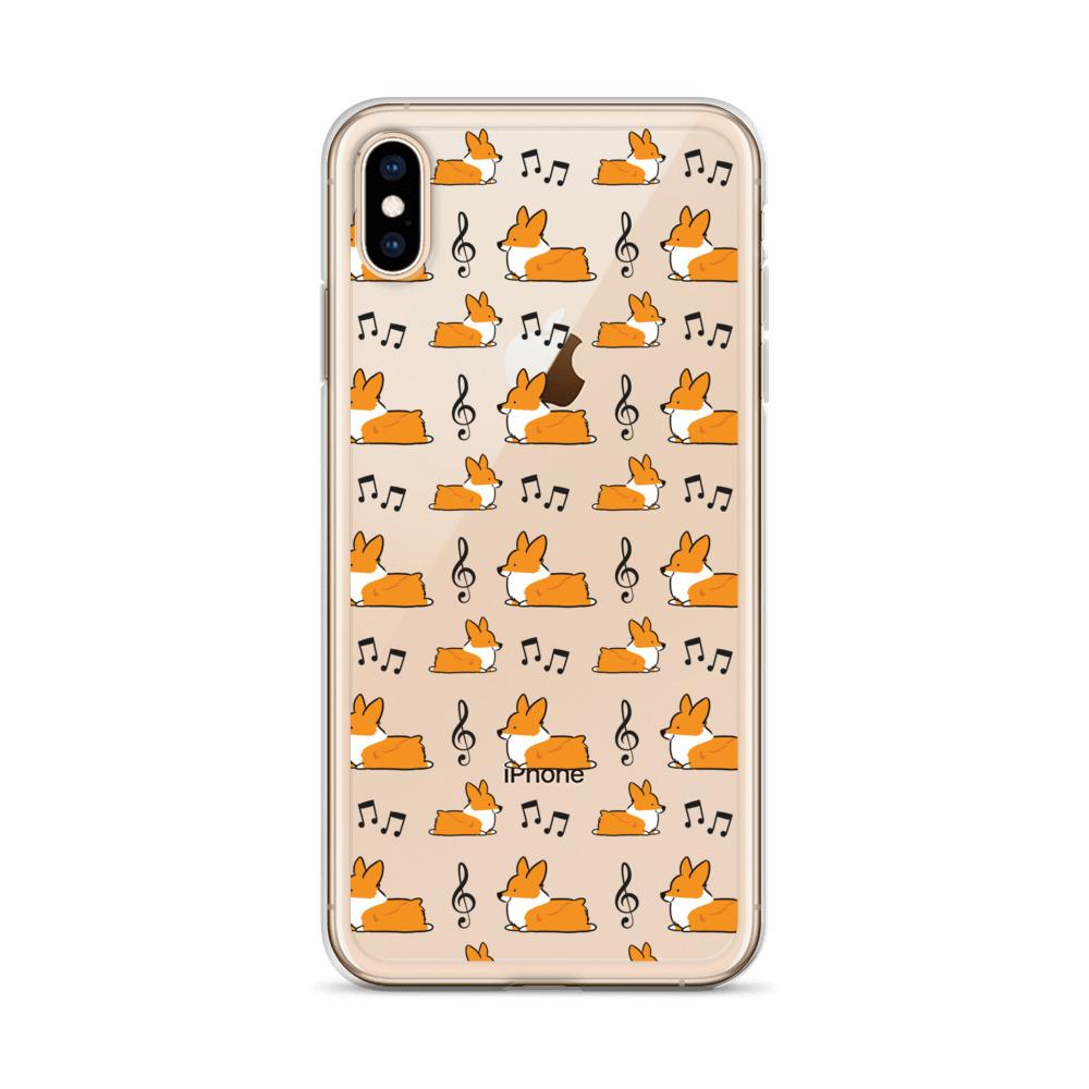 "Music Notes" Corgi Clear iPhone Case