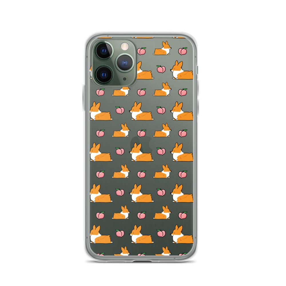 "Peach Sploot" Corgi Clear iPhone Case