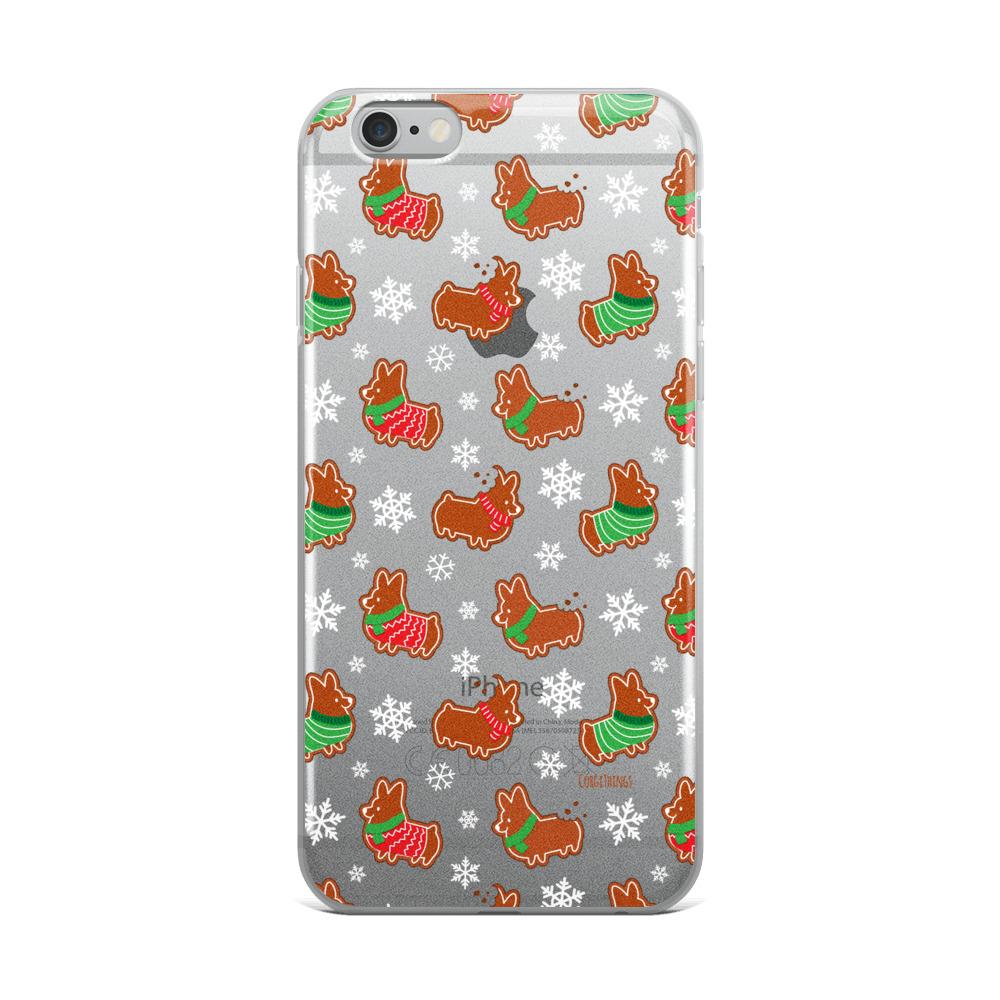 "Gingerbread Corgis" Clear iPhone Case | Holiday Collection