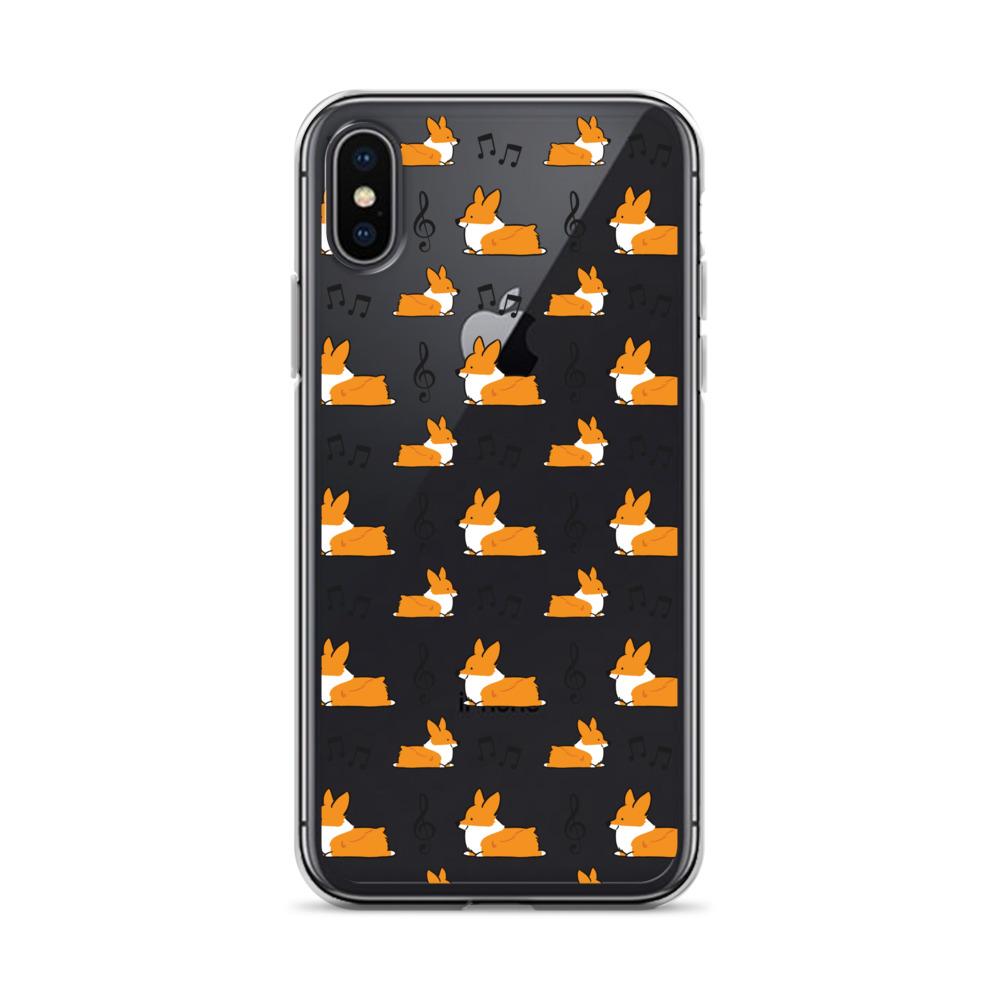 "Music Notes" Corgi Clear iPhone Case