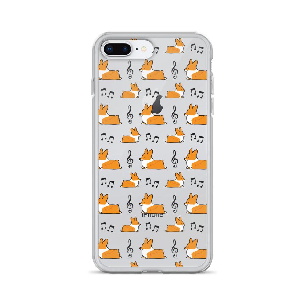"Music Notes" Corgi Clear iPhone Case