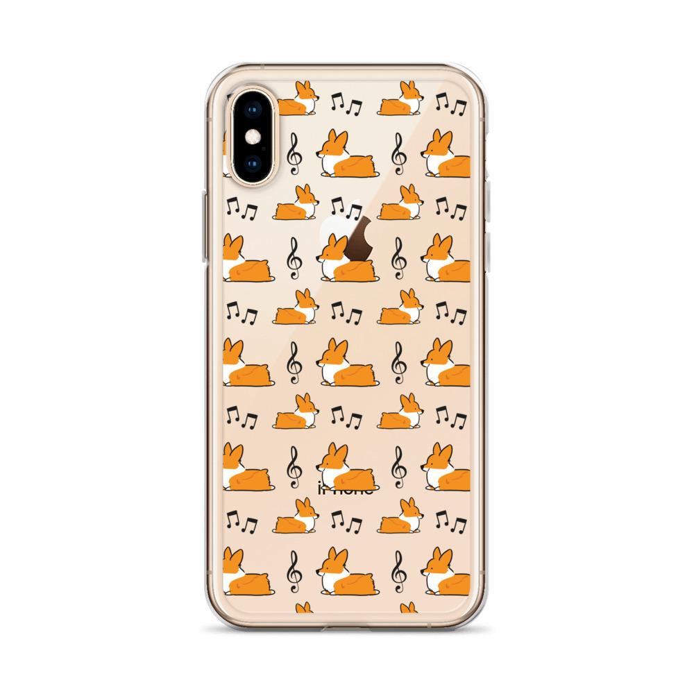 "Music Notes" Corgi Clear iPhone Case