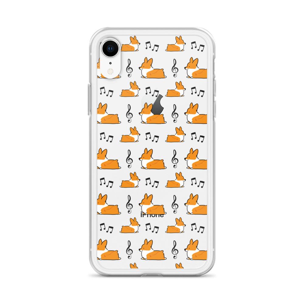 "Music Notes" Corgi Clear iPhone Case
