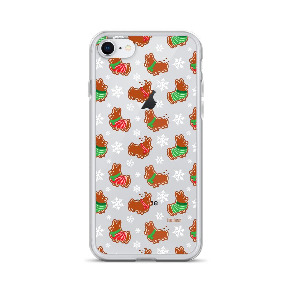 "Gingerbread Corgis" Clear iPhone Case | Holiday Collection