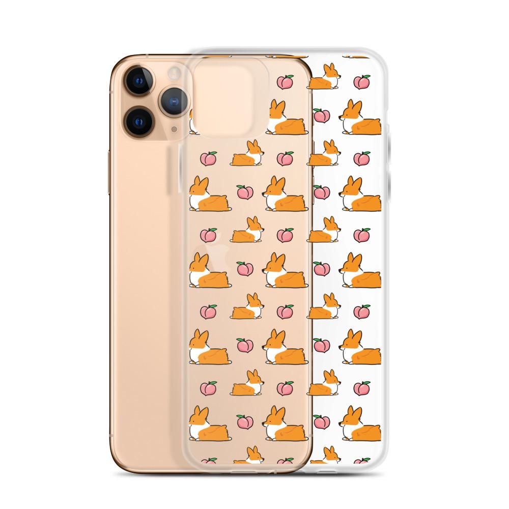 "Peach Sploot" Corgi Clear iPhone Case