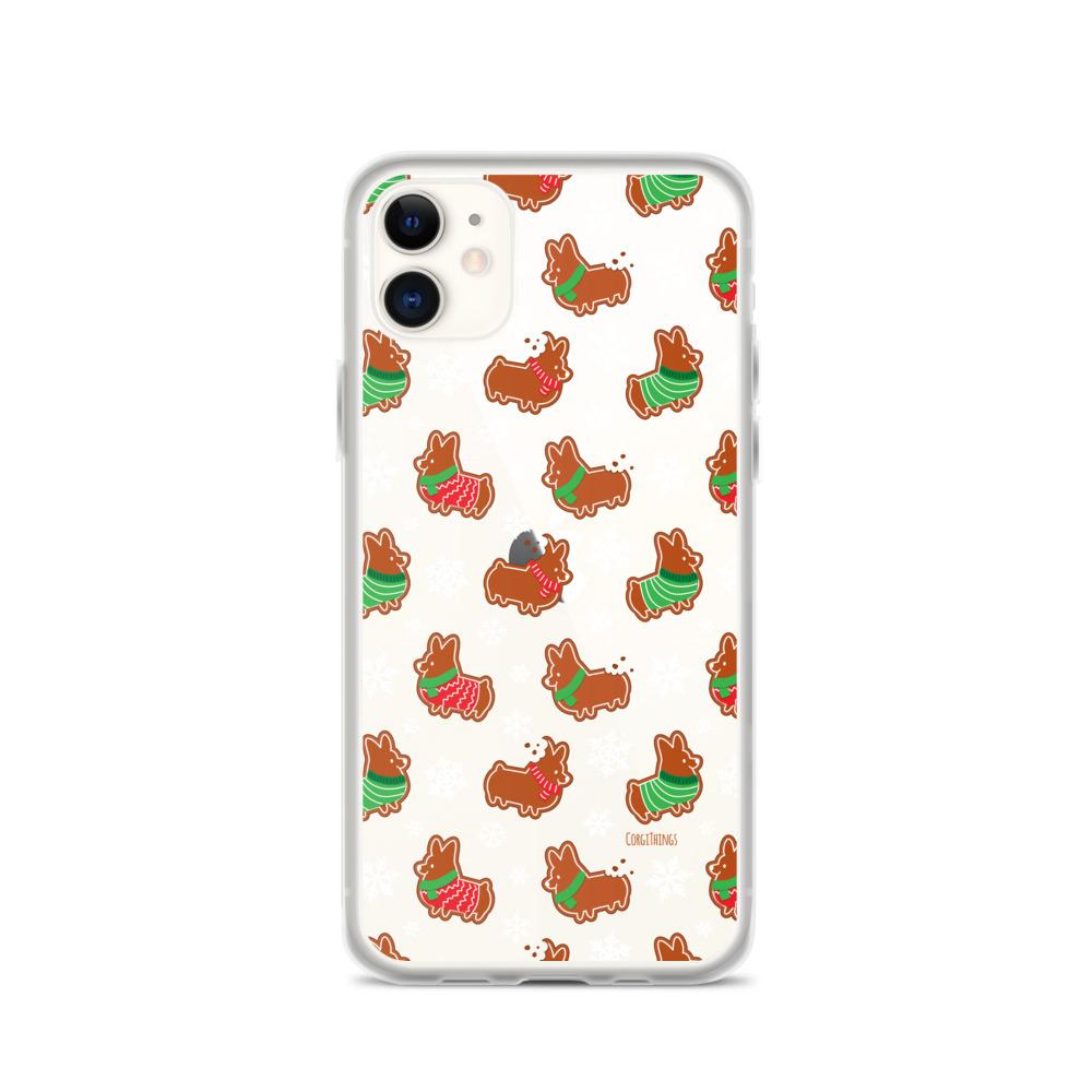 "Gingerbread Corgis" Clear iPhone Case | Holiday Collection