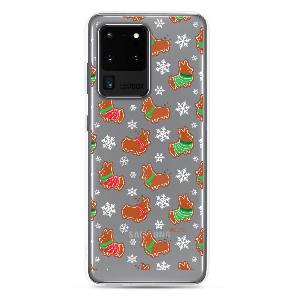 "Gingerbread Corgis" Clear Samsung Phone Case | Holiday Collection
