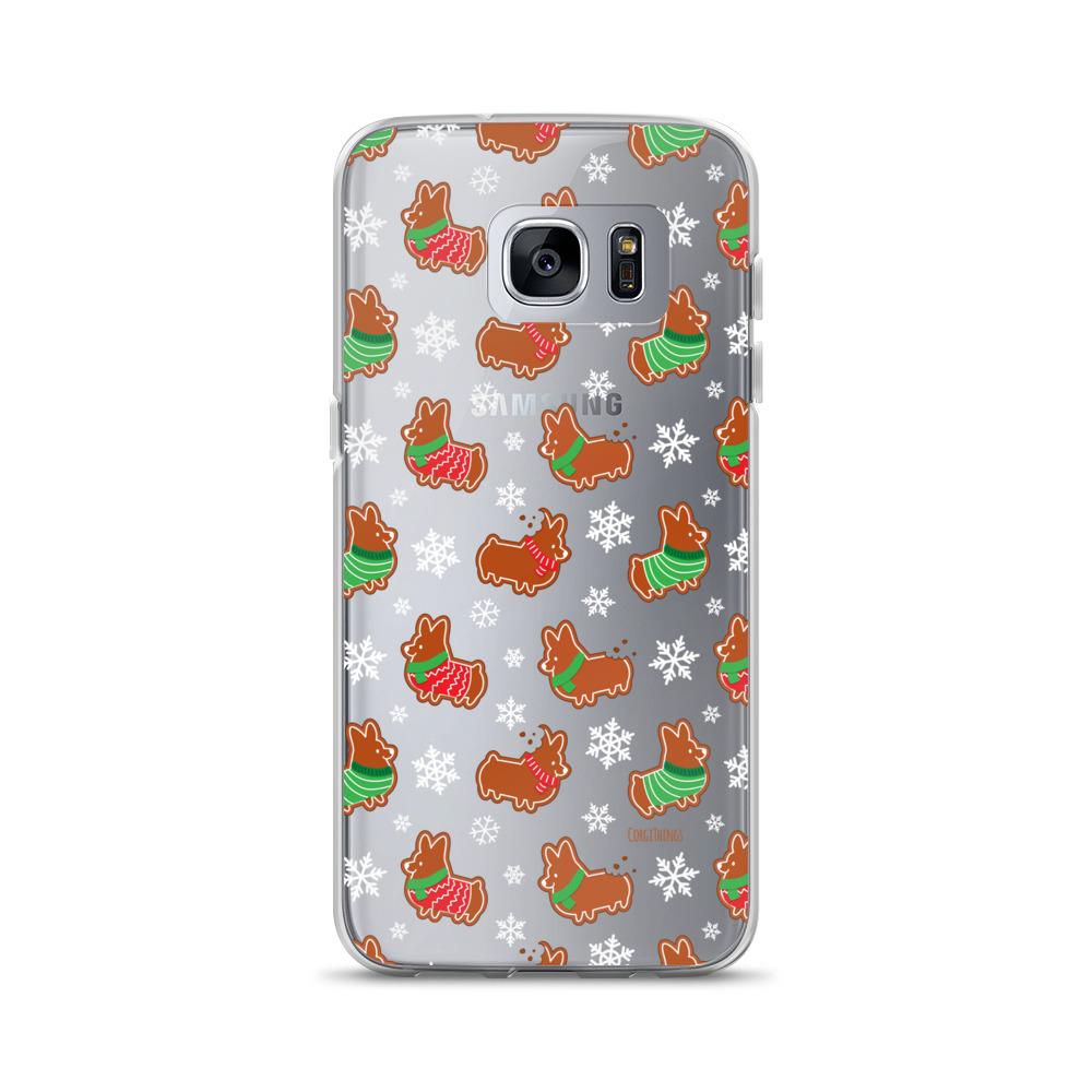 "Gingerbread Corgis" Clear Samsung Phone Case | Holiday Collection